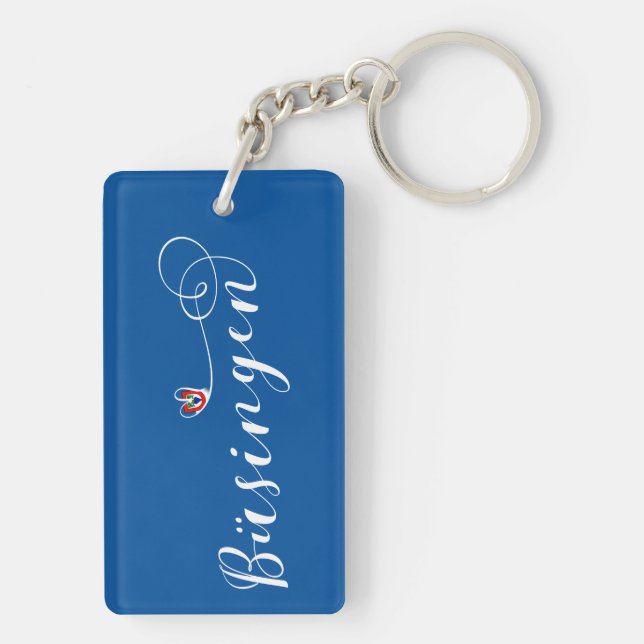 Büsingen Flag Heart, Büsingen am Hochrhein Key Ring (Back)