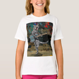 Buskers the Electric Guitar Player Cat T-Shirt