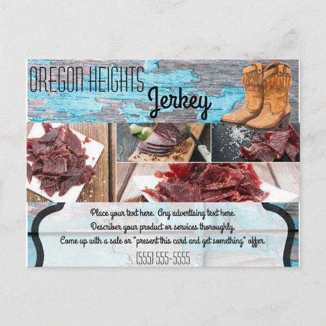 Bussiness Advertising Card Blue Wood Barn Door Boo (Front)