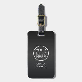 Bussiness logo - Custom Elegant Black Metallic Luggage Tag