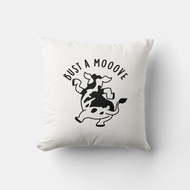 Bust A Mooove Funny Cow Pun  Cushion (Front)