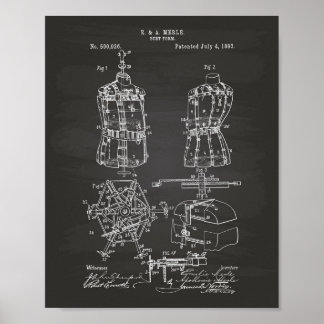 Bust Form 1893 Patent Art Chalkboard Poster