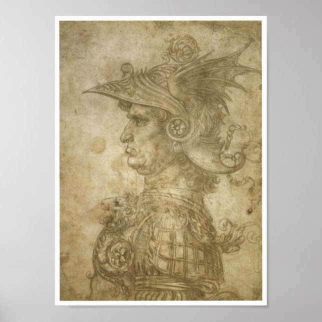 Bust of a Warrior, Leonardo da Vinci Poster (Front)