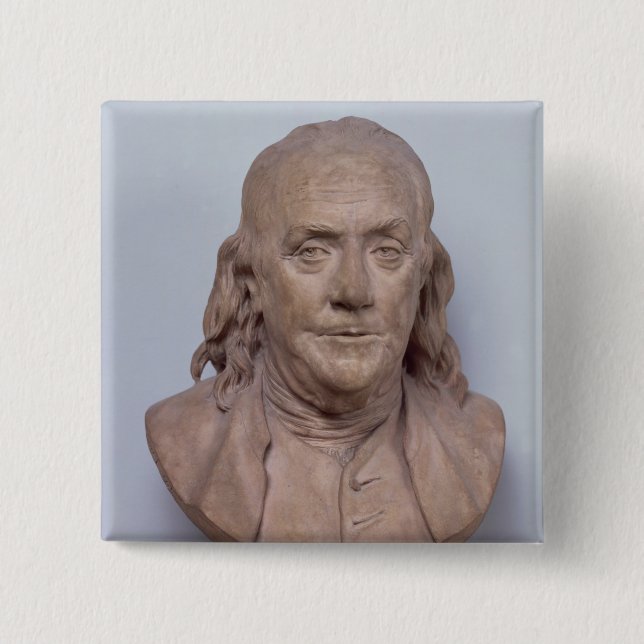 Bust of Benjamin Franklin  1778 15 Cm Square Badge (Front)