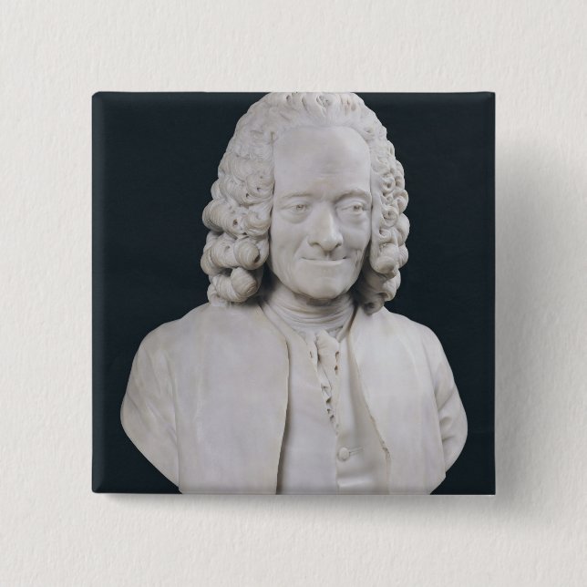 Bust of Francois Marie Arouet de Voltaire  1778 15 Cm Square Badge (Front)
