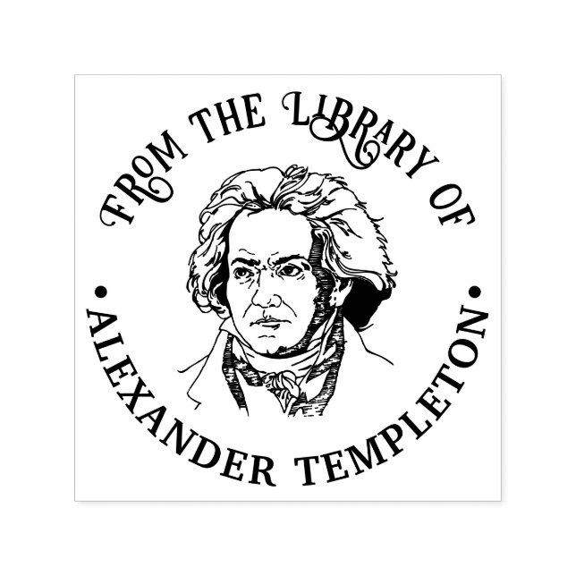 Bust of Ludwig van Beethoven Library Book Name Self-inking Stamp (Design)