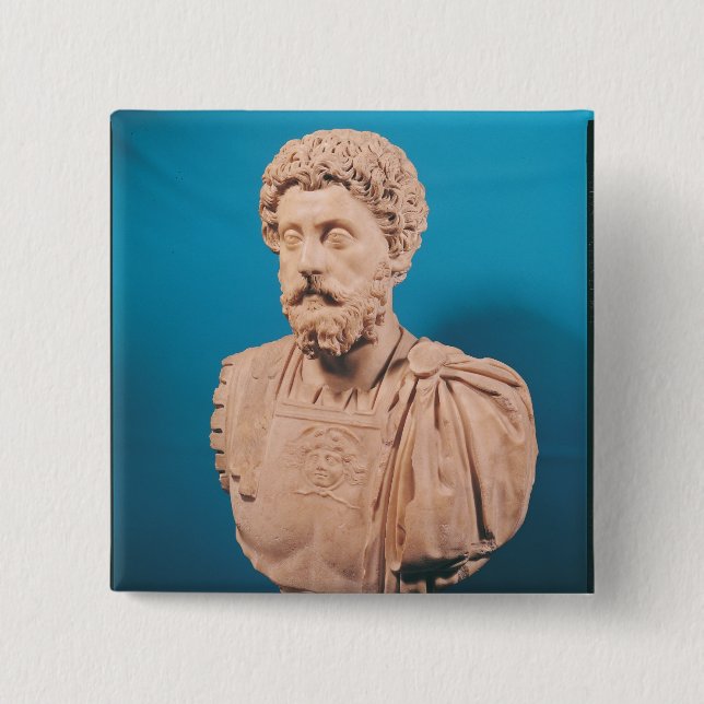 Bust of Marcus Aurelius 15 Cm Square Badge (Front)