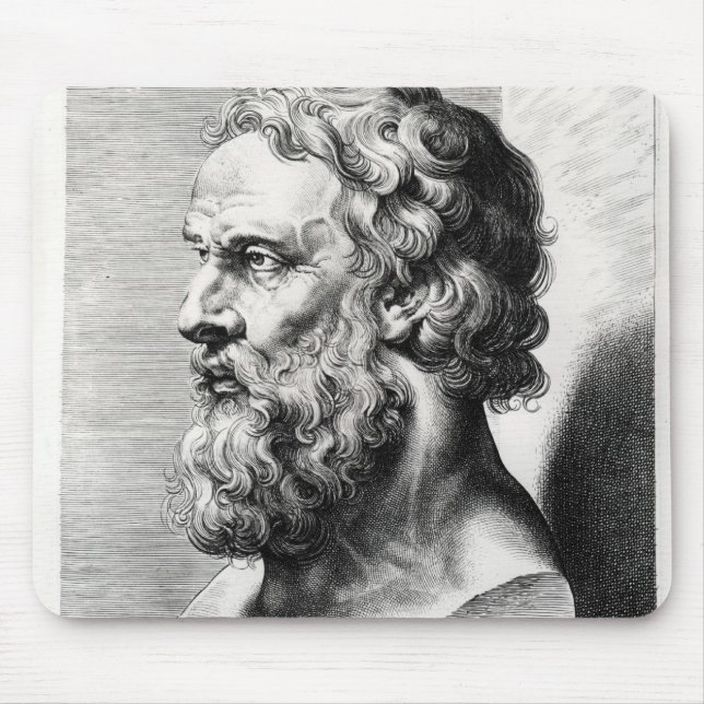 Bust of Plato engraved by Lucas Emil Mouse Mat (Front)