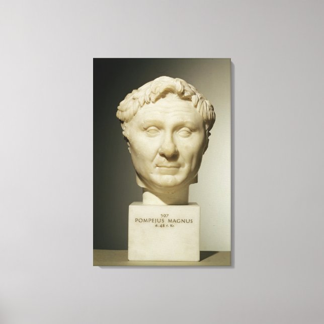 Bust of Pompey (106-48 BC) c.60 BC (marble) Canvas Print (Front)