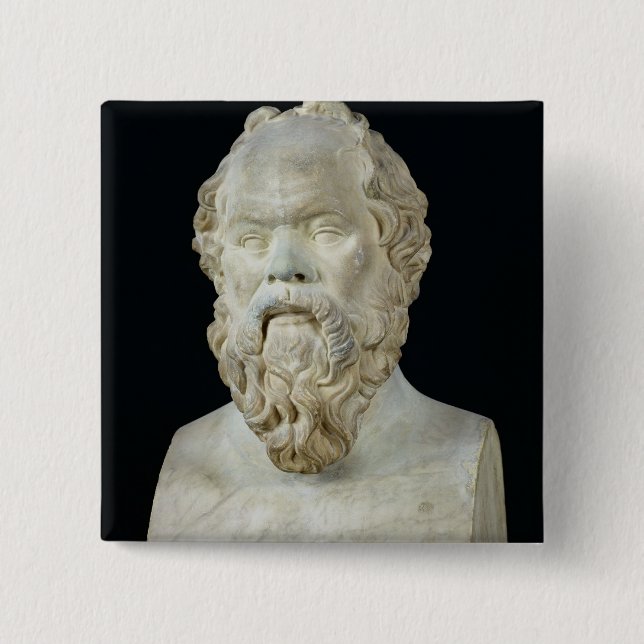 Bust of Socrates 15 Cm Square Badge (Front)