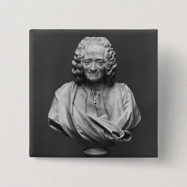Bust of Voltaire 15 Cm Square Badge (Front)