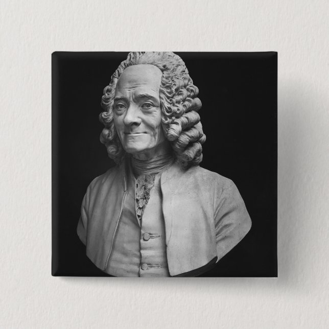 Bust of Voltaire 15 Cm Square Badge (Front)