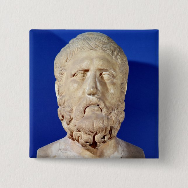 Bust of Zeno of Citium 15 Cm Square Badge (Front)