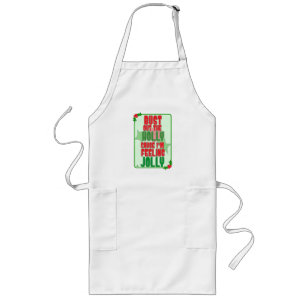 Bust Out Holly Funny Jolly Christmas Saying Long Apron