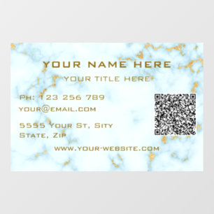 Bustiness QR Code Window Cling Gold White Marble