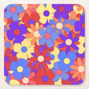 Bustling Bouquet Square Paper Coaster