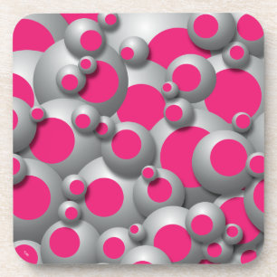Bustling Bubbles Hot Pink Beverage Coaster