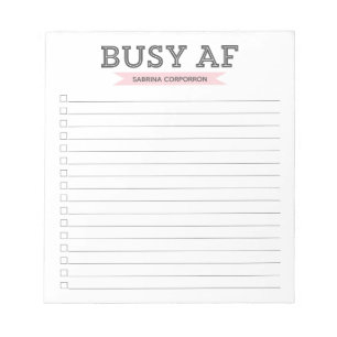 Busy AF   Trendy Modern Typography   Pink Boxes Notepad
