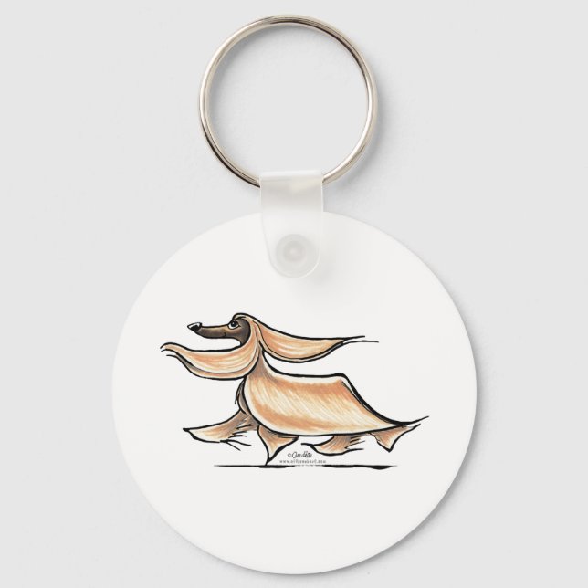 Busy Afghan Hound Key Ring (Front)