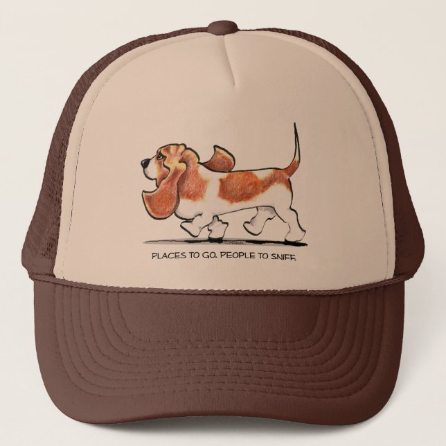 Busy Basset Hound Trucker Hat (Front)