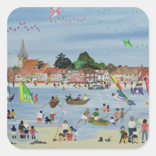Busy Beach Square Sticker