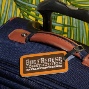 Busy Beaver Construction White Gfx Brown Orange BG Luggage Tag
