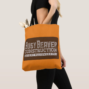 Busy Beaver Construction White Gfx Orange Brown BG Tote Bag