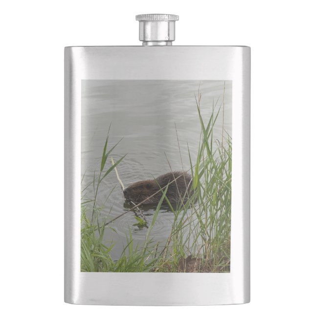 Busy Beaver Hip Flask (Front)