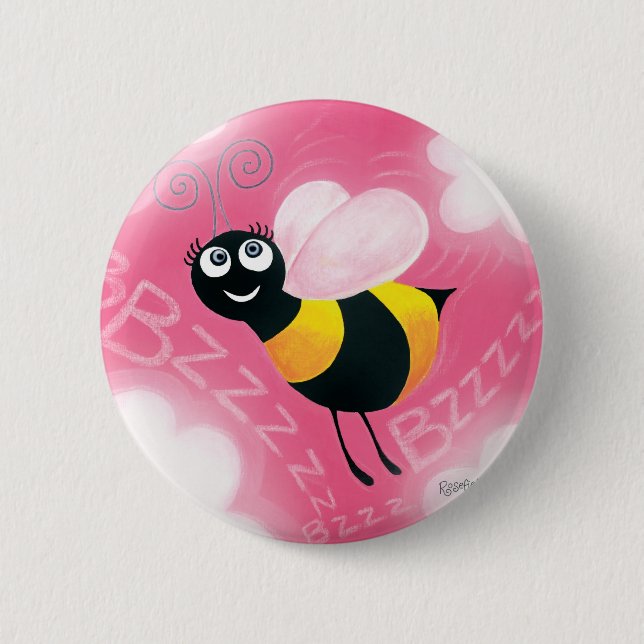 Busy Bee 6 Cm Round Badge (Front)
