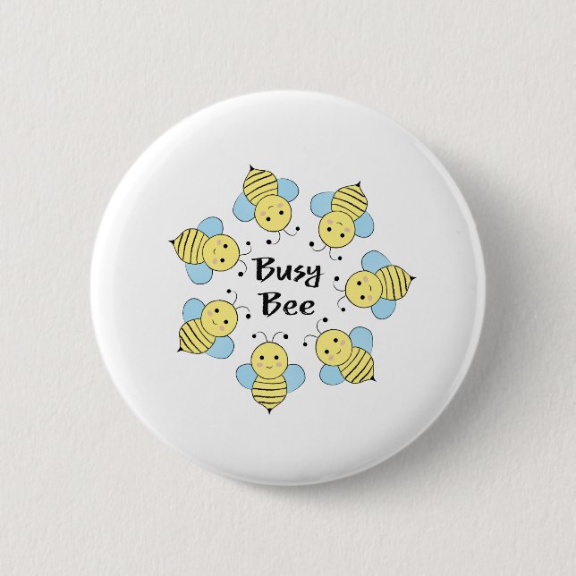 Busy Bee 6 Cm Round Badge (Front)