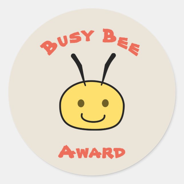 Busy Bee Award Classic Round Sticker (Front)