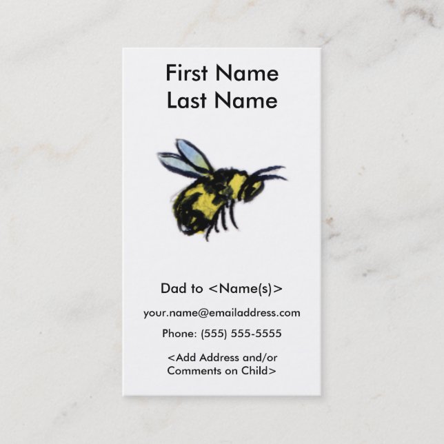 Busy Bee Daddy Custom Photo Calling Playdate Cards (Front)