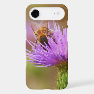 Busy Bee In Purple Thistle Close Up Photograph