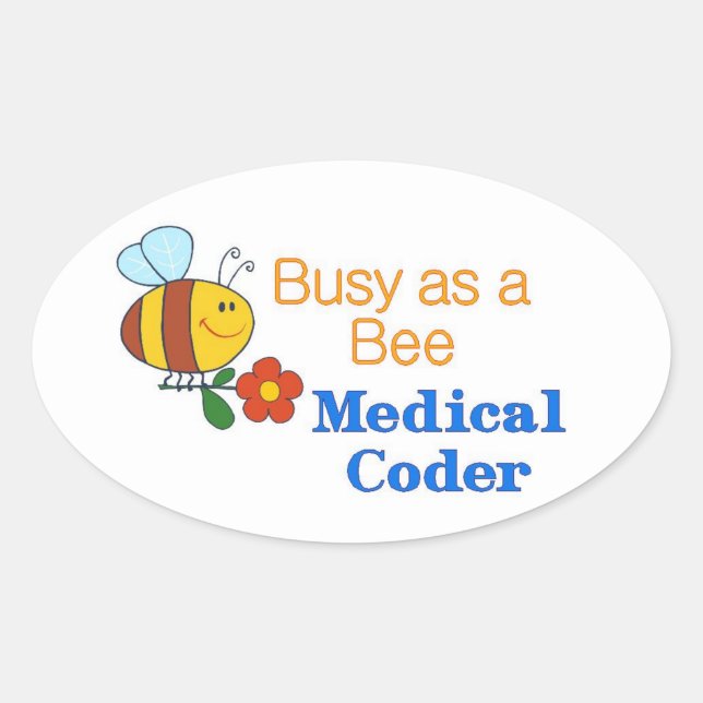 Busy Bee Medical Coder Oval Sticker (Front)