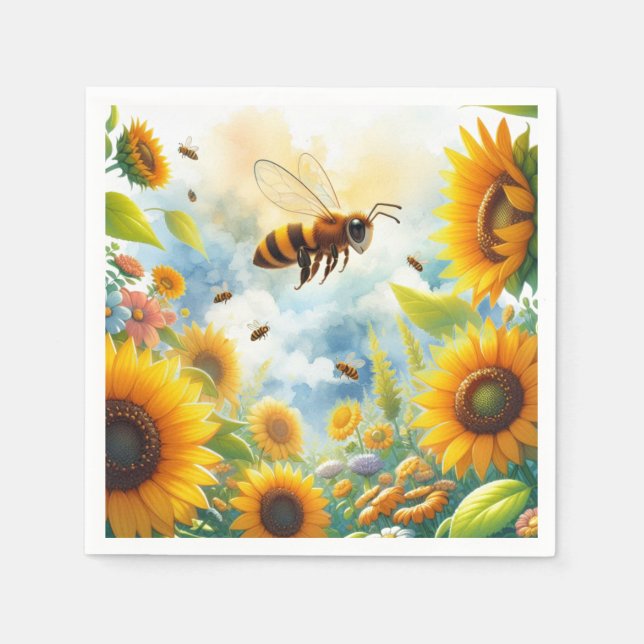 Busy Bee Sunflower Garden Theme  Napkin (Front)