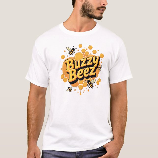 Busy Bees in Action – Up-Close Nature Photography T-Shirt (Front)