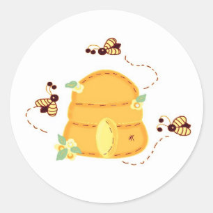 Busy Bees with their Beehive Classic Round Sticker