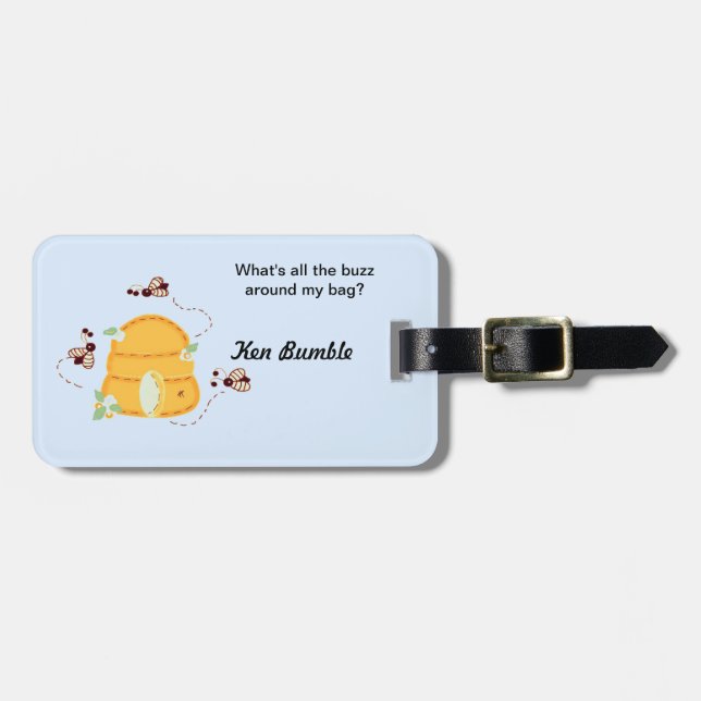 Busy Bees with their Beehive Luggage Tag (Front Horizontal)