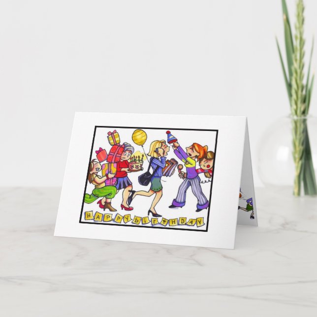 "busy birthday girl" card (Front)