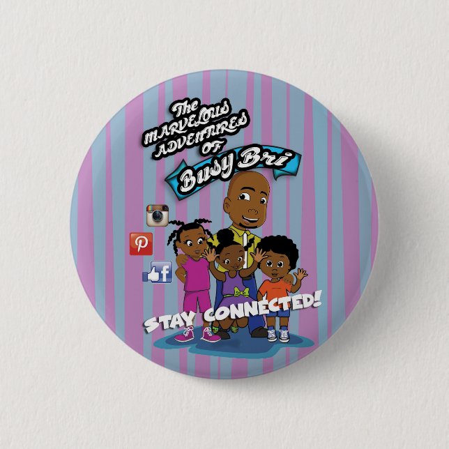 Busy Bri And Family Round Button (Front)