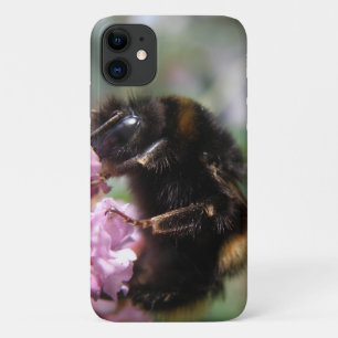Busy Bumblebee and Pink Flowers iPhone Case