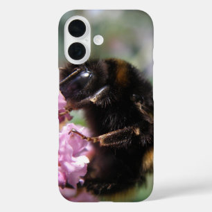 Busy Bumblebee and Pink Flowers iPhone Case