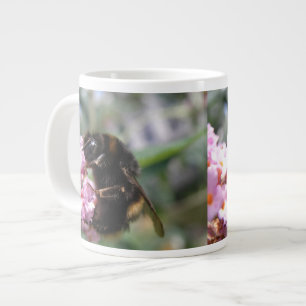 Busy Bumblebee and Pink Flowers Mug