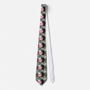 Busy Bumblebee and Pink Flowers Tie