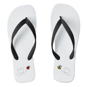 Busy Bumblebee & Ladybird Pattern Flip Flops