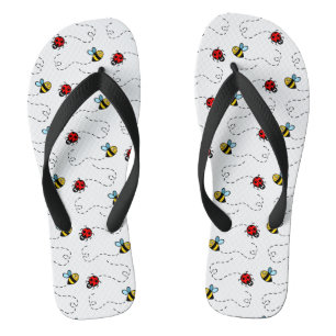 Busy Bumblebee & Ladybird Pattern Flip Flops