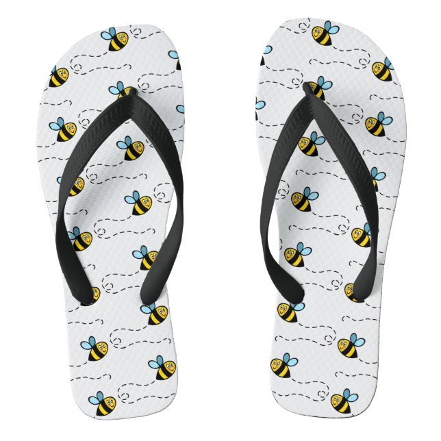 Busy Bumblebee Pattern Flip Flops (Footbed)