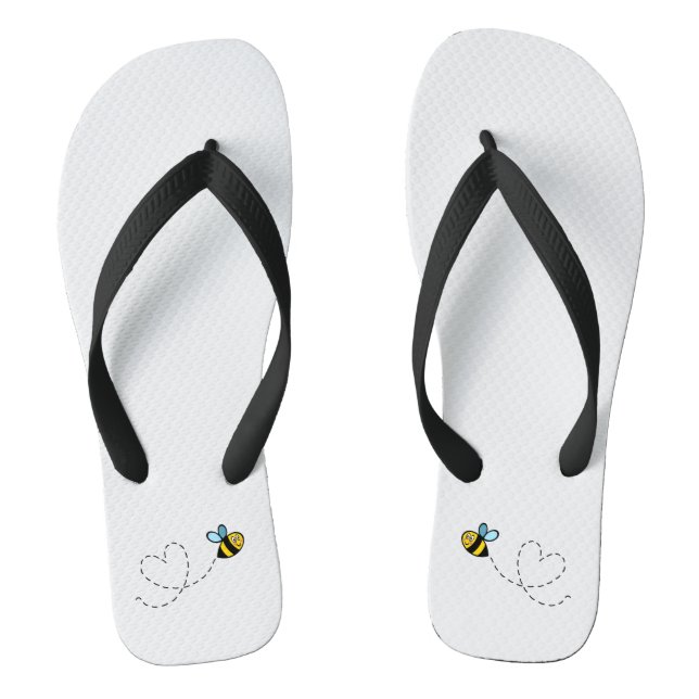 Busy Bumblebee Pattern Flip Flops (Footbed)
