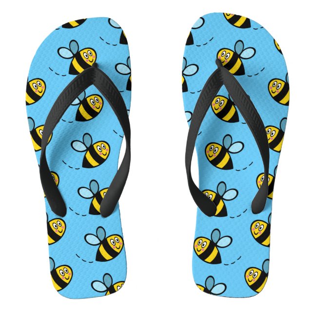 Busy Bumblebee Pattern Flip Flops (Footbed)