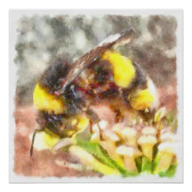 Busy Busy Busy Honey Bee Watercolor Painting